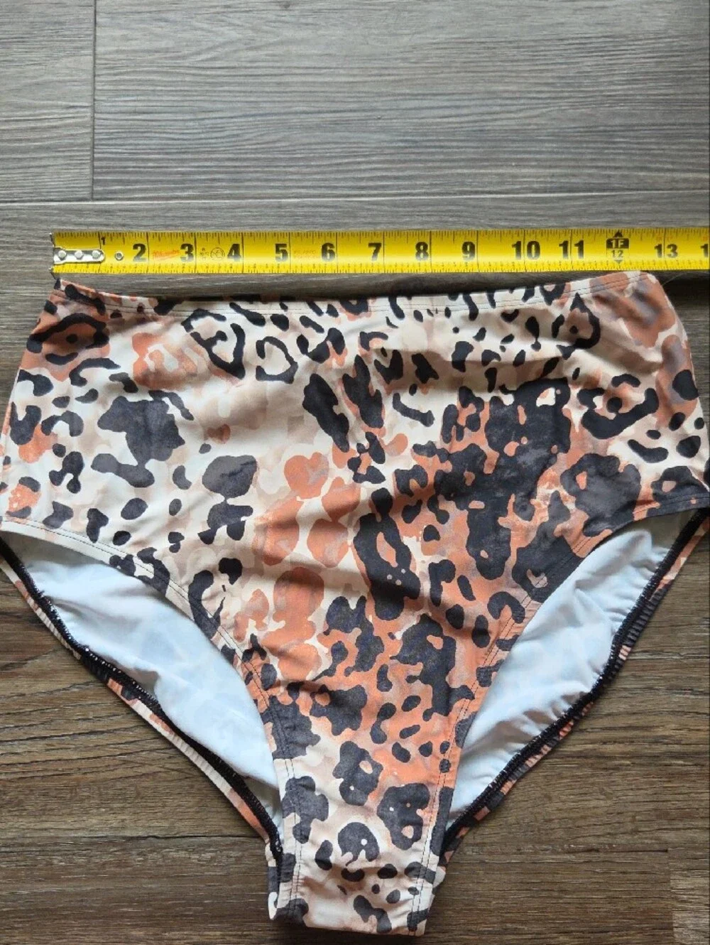 Nwt Beyond High-Waist Leopard Print Swim Bottoms in Tan & Black Size 12